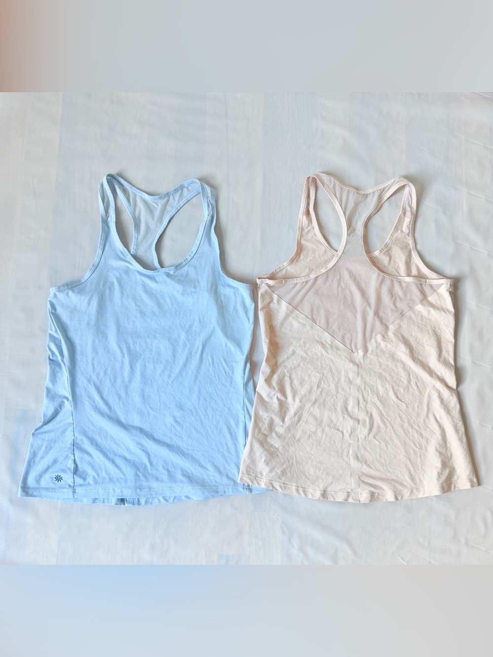 Athleta Racerback Tank Tops Mesh Back Light Blue Blush Pink Size XS Lot of 2